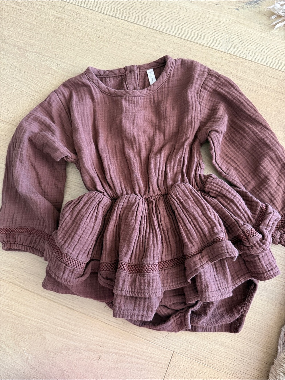 Mauve Ruffled Long-Sleeve Baby Top